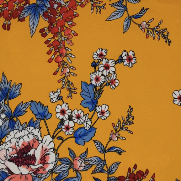 MUSTARD/BLUE DTY BRUSHED FLORAL