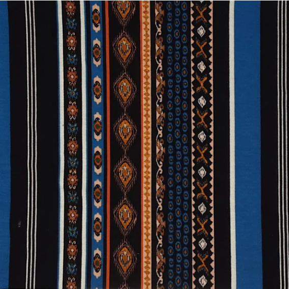 BLUE/BLACK-RAYON SPANDEX PRINT JERSEY