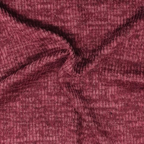 Maroon Sweater knit T/R Brushed 4x2 Rib