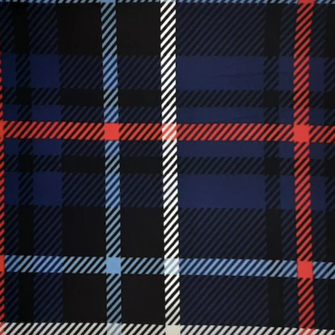 Wide Plaid Blue/Red/White DTY Brushed Fabric