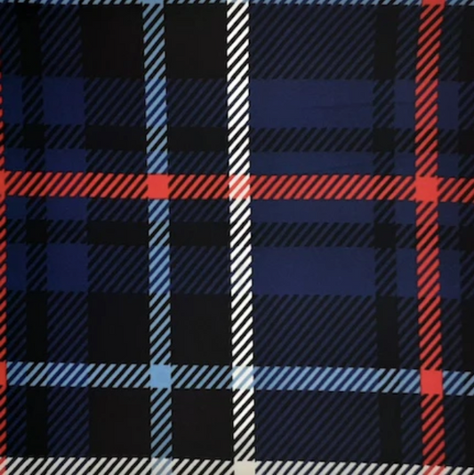 Wide Plaid Blue/Red/White DTY Brushed Fabric