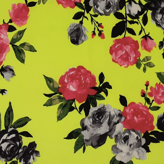 NEON YELLOW DTY BRUSHED FLORAL PRINT