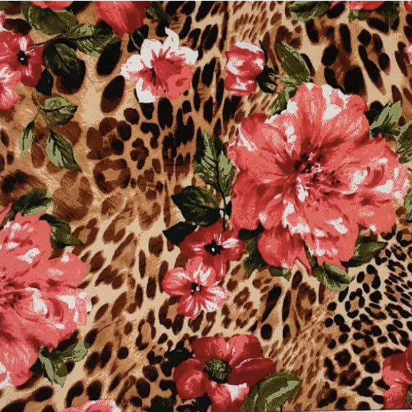 RED -DTY BRUSHED ANIMAL FLORAL PRINT