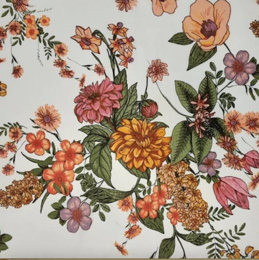 Ivory Peach DTY FLORAL PRINT