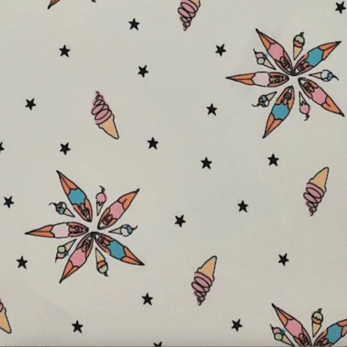 Ice Cream Cone Stars Ivory - DTY Fabric