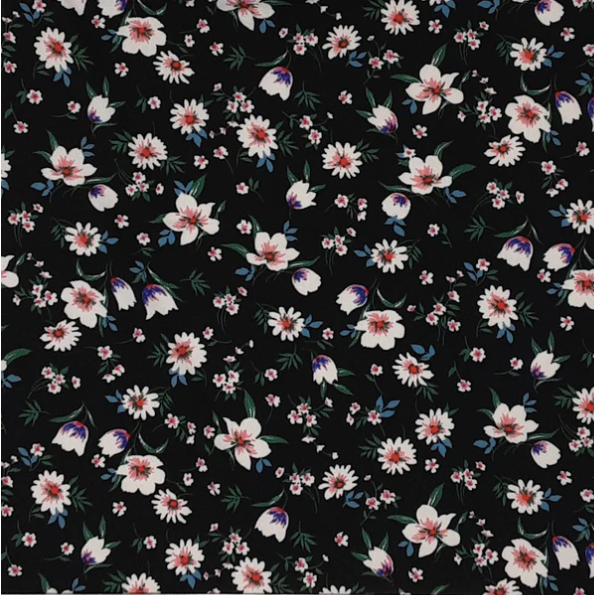 BLACK/WHITE DTY BRUSHED FLORAL PRINT