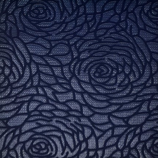 NAVY #2 Bubble Bullet Embossed Floral ROSE JACQUARD EMBOSS