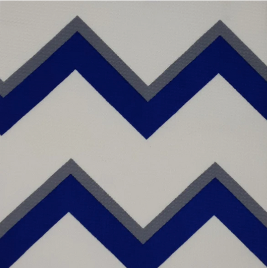 ROYAL/SILVER-CHEVRON BUBBLE BULLET PRINT