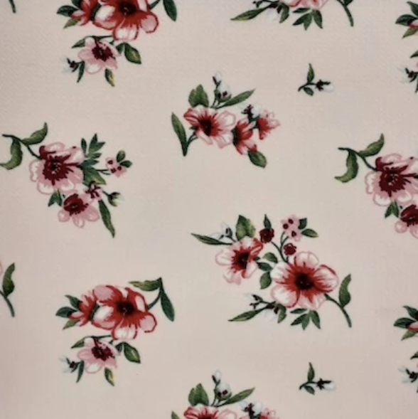 Mini Floral Ivory/Pink Bubble Bullet Fabric