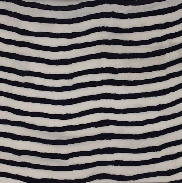 Fuzzy Stripe White/Navy Rayon Challis