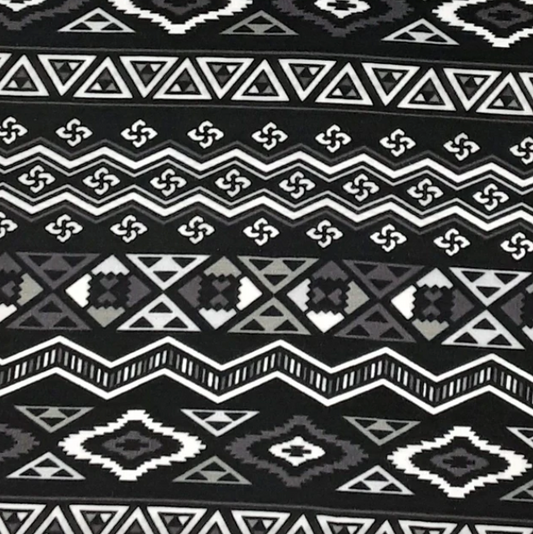 Triable Black/White Cotton Lycra/Spandex Print