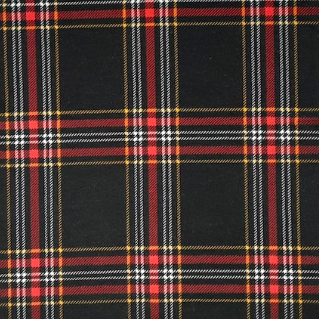 BLACK / RED- FRENCH TERRY PLAID58/60"