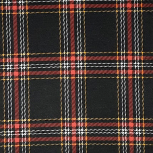 BLACK / RED- FRENCH TERRY PLAID58/60"