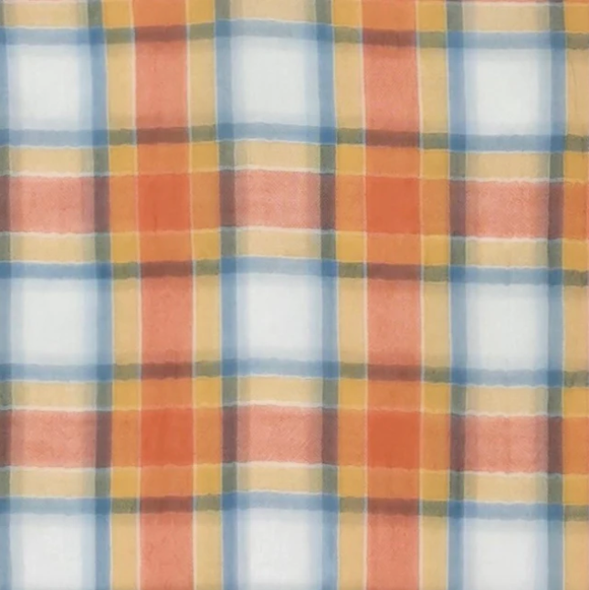 Coral Blue Gauze Plaid POP-GAUZE PLAID