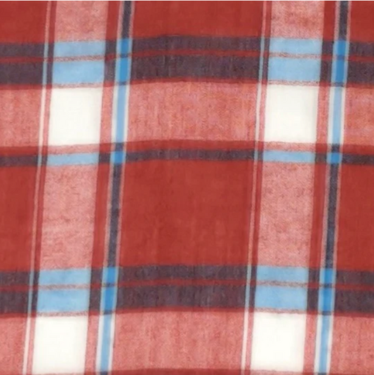 Coral Denim Gauze Plaid-GAUZE PLAID