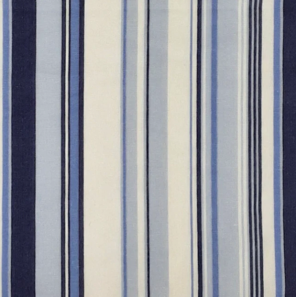 Denim/Navy Rayon Linen Vertical Stripes Print