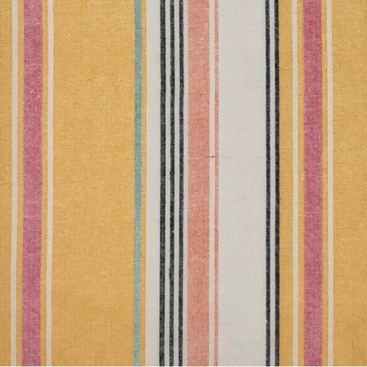 Yellow/Orange Rayon Linen Vertical Stripes Print