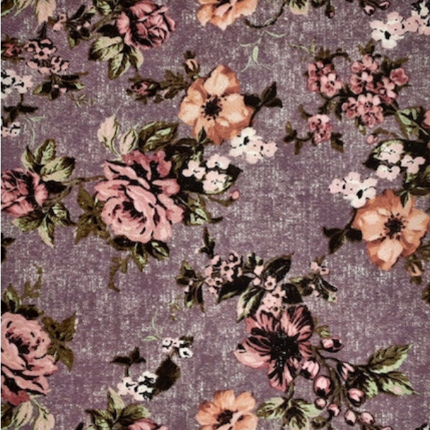 Multi Floral Rose/Purple/Olive Liverpool Fabric