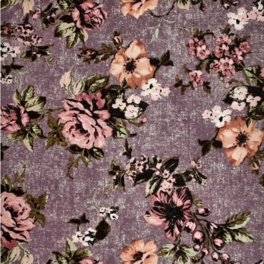 Multi Floral Rose/Purple/Olive Liverpool Fabric