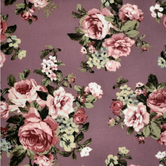 Summer Flowers Mauve/Olive/Rose Liverpool Fabric