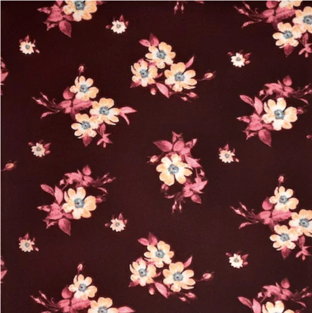 Tiny Flowers Burgundy/white/Rose Liverpool Fabric