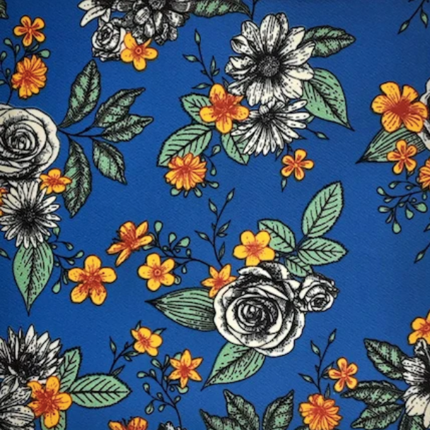 Royal Garden Blue/Orange/Yellow Liverpool Fabric