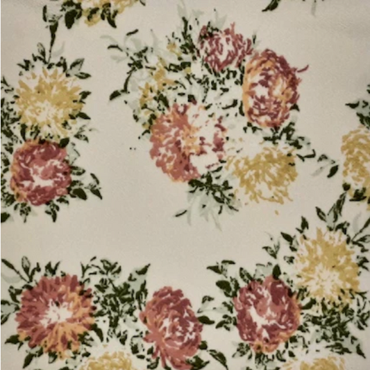 Faded Flowers Beige/Olive/Burgundy Liverpool Fabric