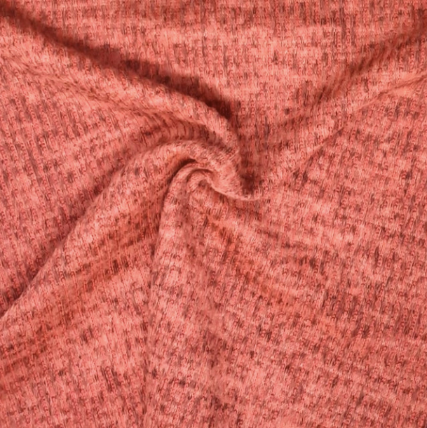 Hot Coral Sweater knit T/R Brushed 4x2 Rib