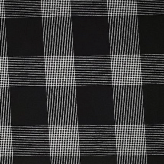 Black-Techno Crepe Window Pane Plaid Fabric