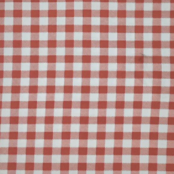 CORAL/WHITE PLAID ASSORTED TECHNO PRINT