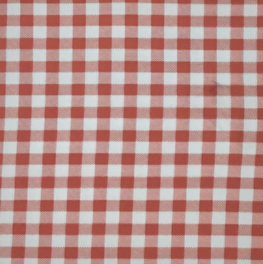 CORAL/WHITE PLAID ASSORTED TECHNO PRINT