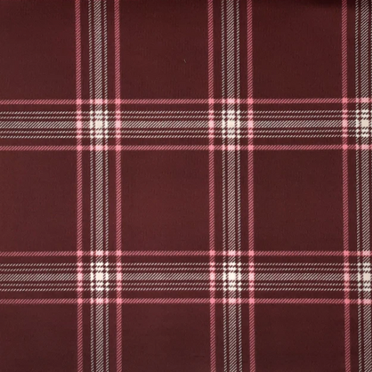 BURGUNDY-TECHNO SCUBA PLAID PRINT TECHNO PRINT