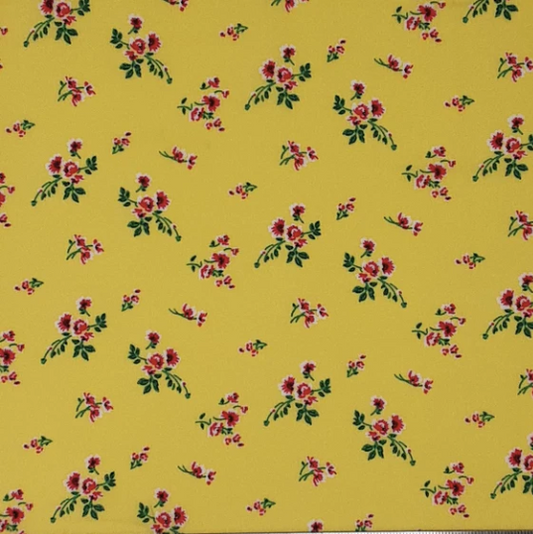 Floral Yellow/Green/Pink Rayon Challis