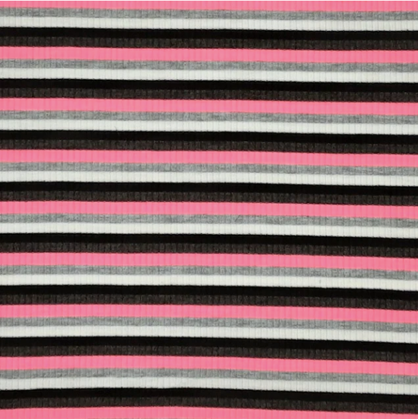 Neon/Pink RIB 4X2 Multicolor Yarn Dye Stripes