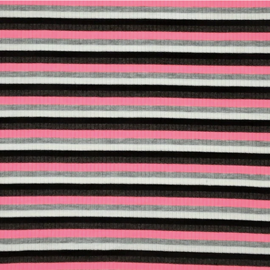 Neon/Pink RIB 4X2 Multicolor Yarn Dye Stripes