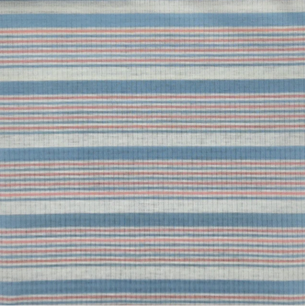 Blue/Pink/Ivory RIB 4X2 Multicolor Yarn Dye Stripes