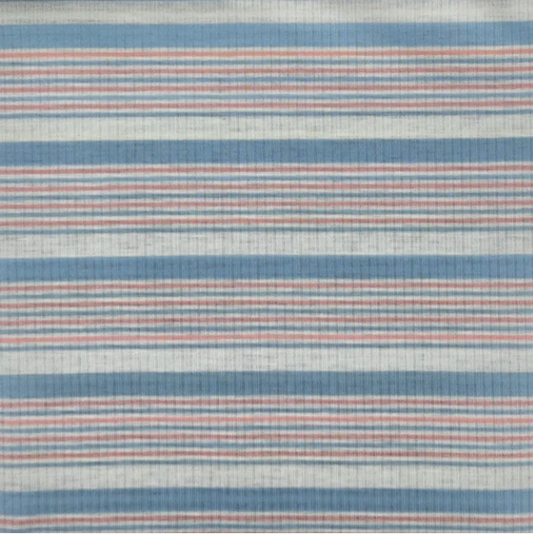 Blue/Pink/Ivory RIB 4X2 Multicolor Yarn Dye Stripes