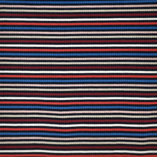 Navy/Burgundy RIB 4X2 Multicolor Yarn Dye Stripes