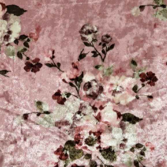 Multi Floral Mauve Crushed Velvet Print