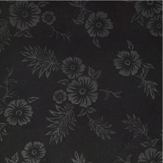 Black Floral Embossed Velvet Print