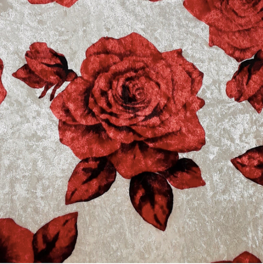 Multi Floral Scarlet Crushed Velvet Print